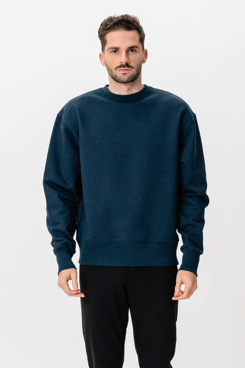 Heavy Crewneck - Meleret Marineblå
