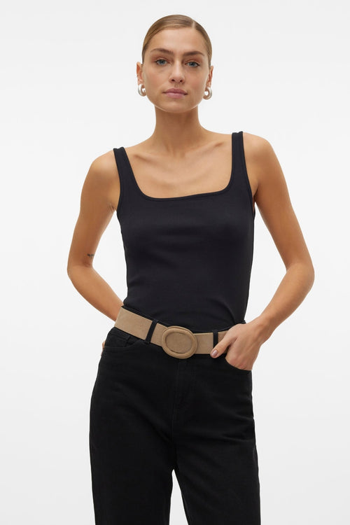 Chloe Kort Firkantet Top - Sort