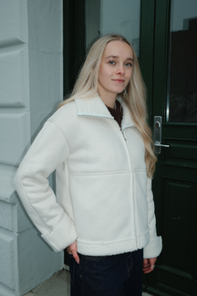 Shearling Zipper Coat - Kalk
