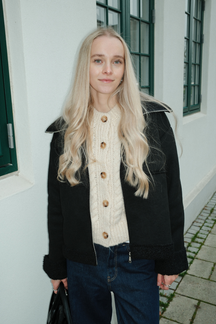 Shearling Zipper Frakke - Sort