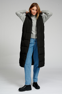 Lang Puffer Vest - Sort