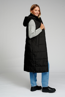 Lang Puffer Vest - Sort