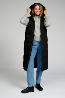 Lang Puffer Vest - Sort