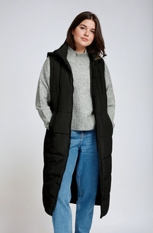 Lang Puffer Vest - Sort