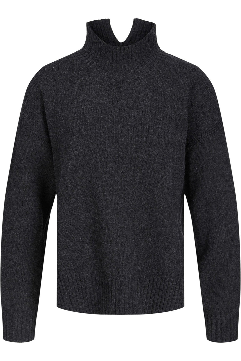 Oversized Strikket Rullekravetrøje - Sort