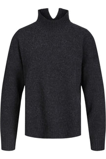 Oversized Strikket Rullekravetrøje - Sort