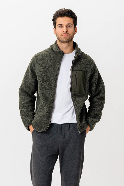 Fleece Jakke - Mørk Oliven