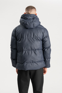 Coated Hooded Jakke - Marineblå