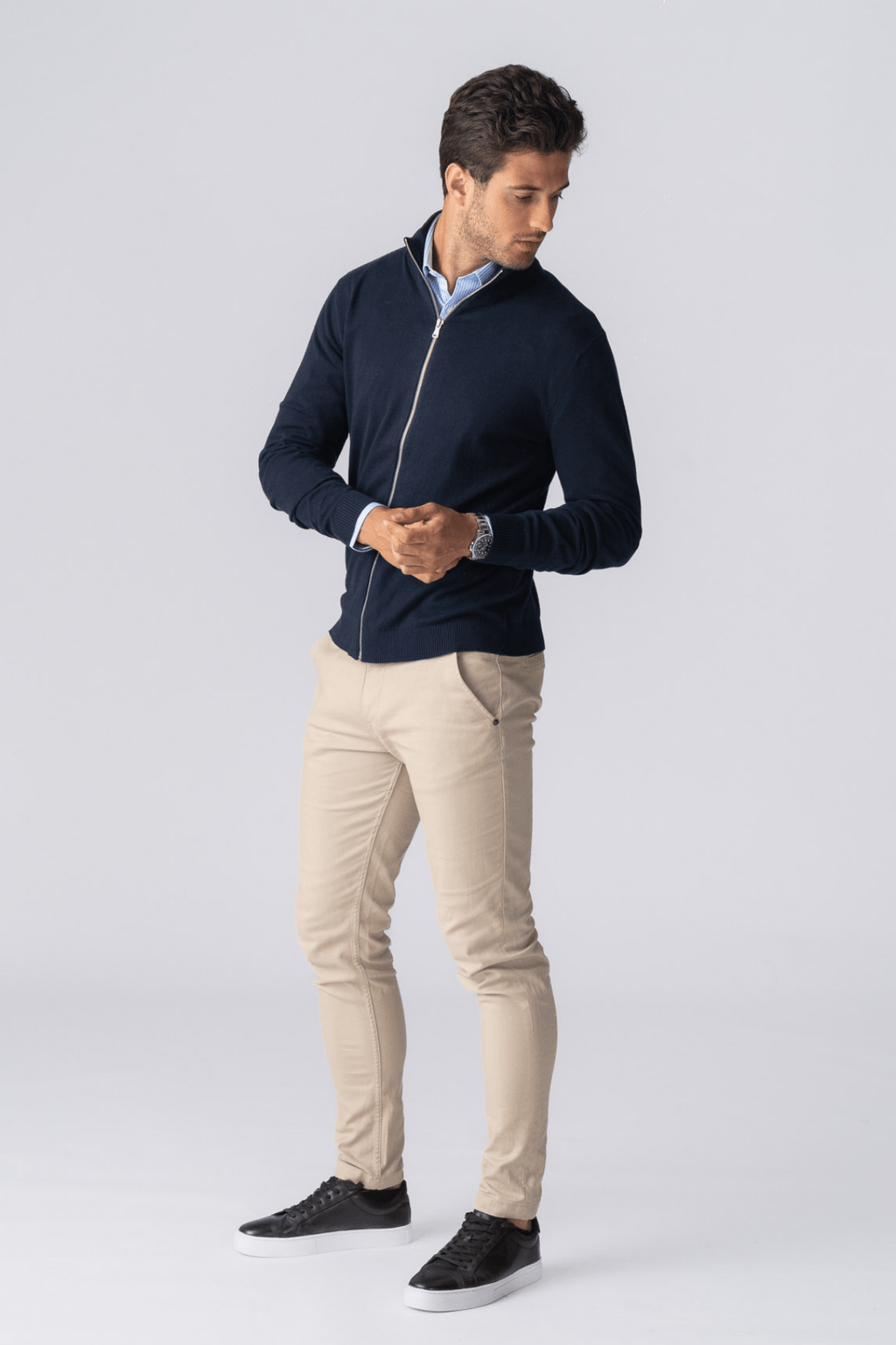 Pullover Zip Cardigan - Navy