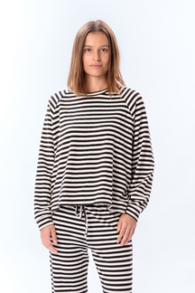 Strippet Langærmet Regular Fit - Sort