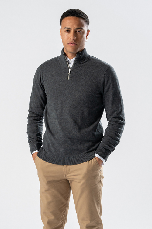 Pullover Half Zip - Charcoal Melange