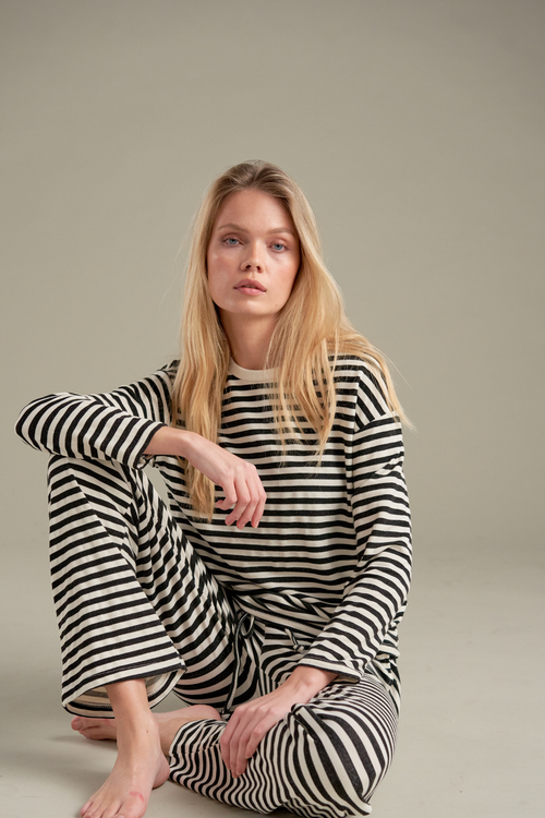 Stripped Pants - Sort
