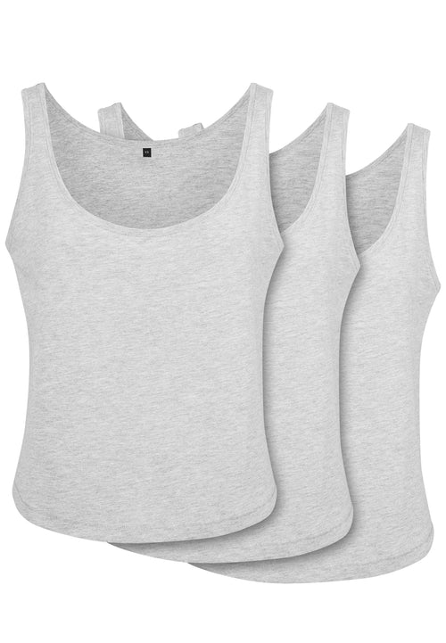 Ladies Oversized Tanktop 3-Pack - Heather Grey