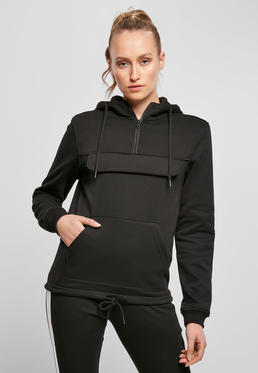 Ladies Sweat Pull Over Hoody - Black