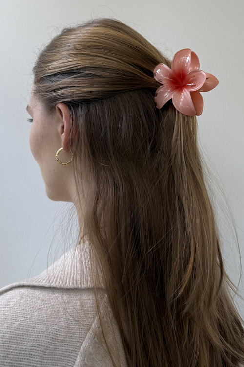 Blomstret Hårklemme - Pink/Rød