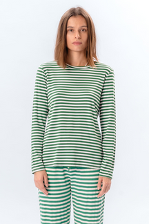Stripped Langærmet Slim Fit - Grøn