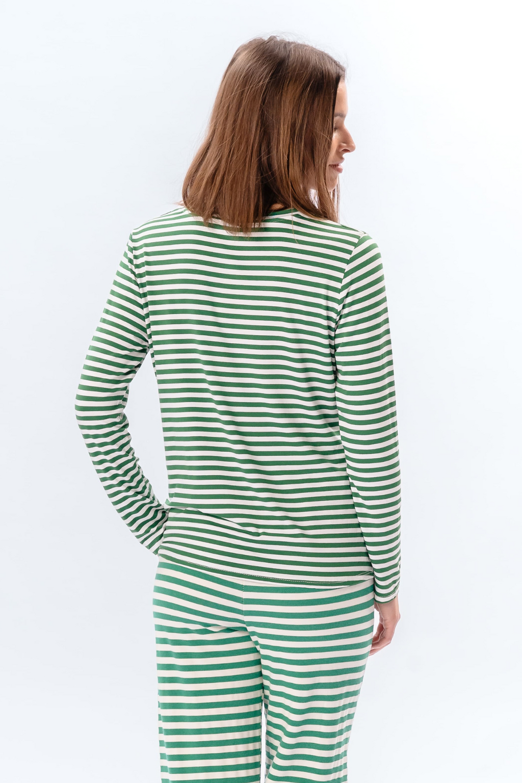 Stripped Langærmet Slim Fit - Grøn