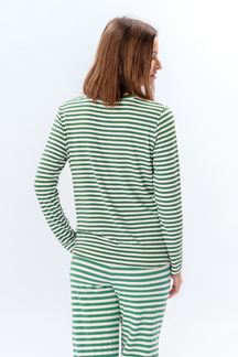Stripped Langærmet Slim Fit - Grøn