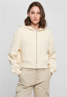 Ladies Short Oversized Zip Jacket - Hvid Sand