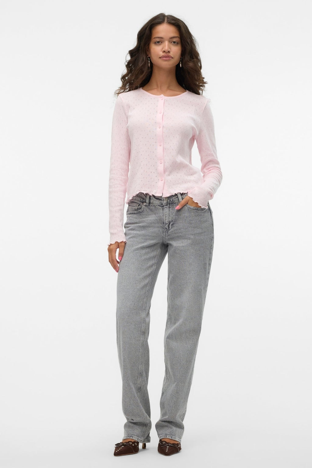 Isa Cardigan med Rund Hals - Pink A-Boo