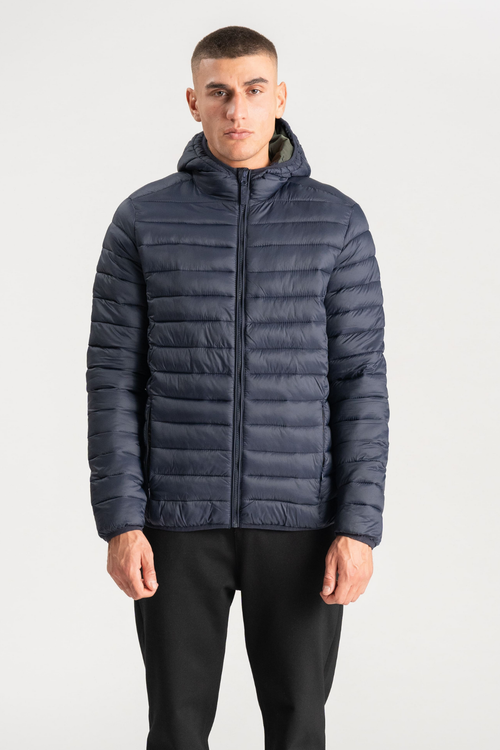 Hooded Light Puffer Jakke - Marineblå