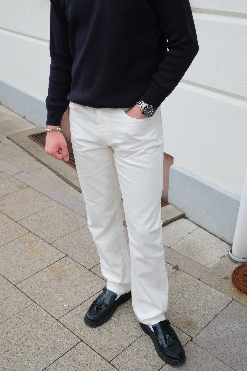Relaxed Fit Jeans - Hvid Denim