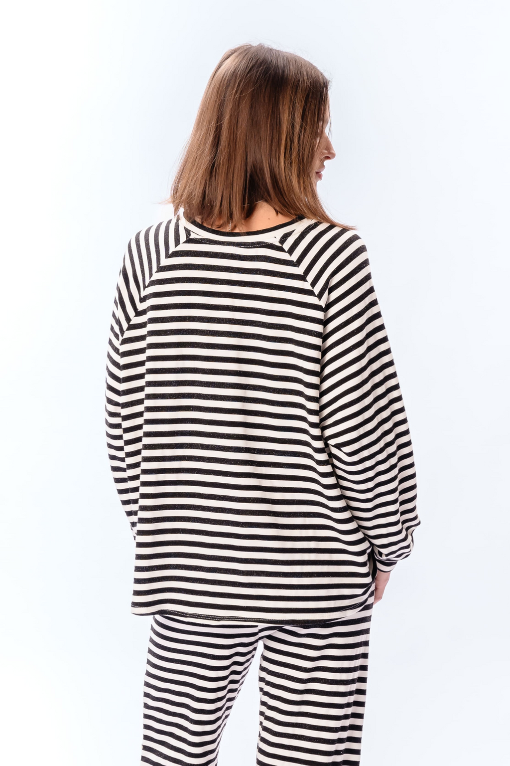 Strippet Langærmet Regular Fit - Sort
