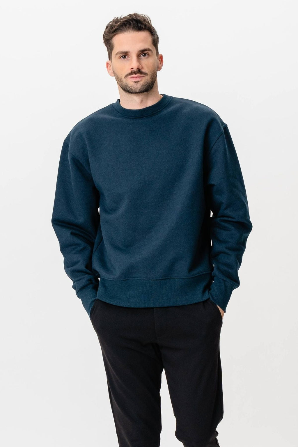 Heavy Crewneck - Meleret Marineblå