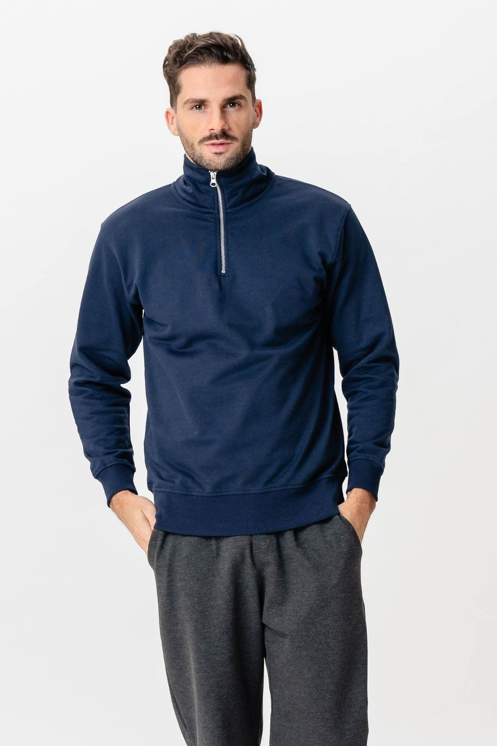 Sweatshirt Half Zip - Marineblå