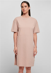 Ladies Organic Oversized Slit Tee Dress - Tusmørke Rose