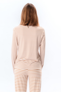 Stribet Langærmet Slim Fit - Beige