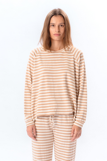 Strippet Langærmet Regular Fit - Beige