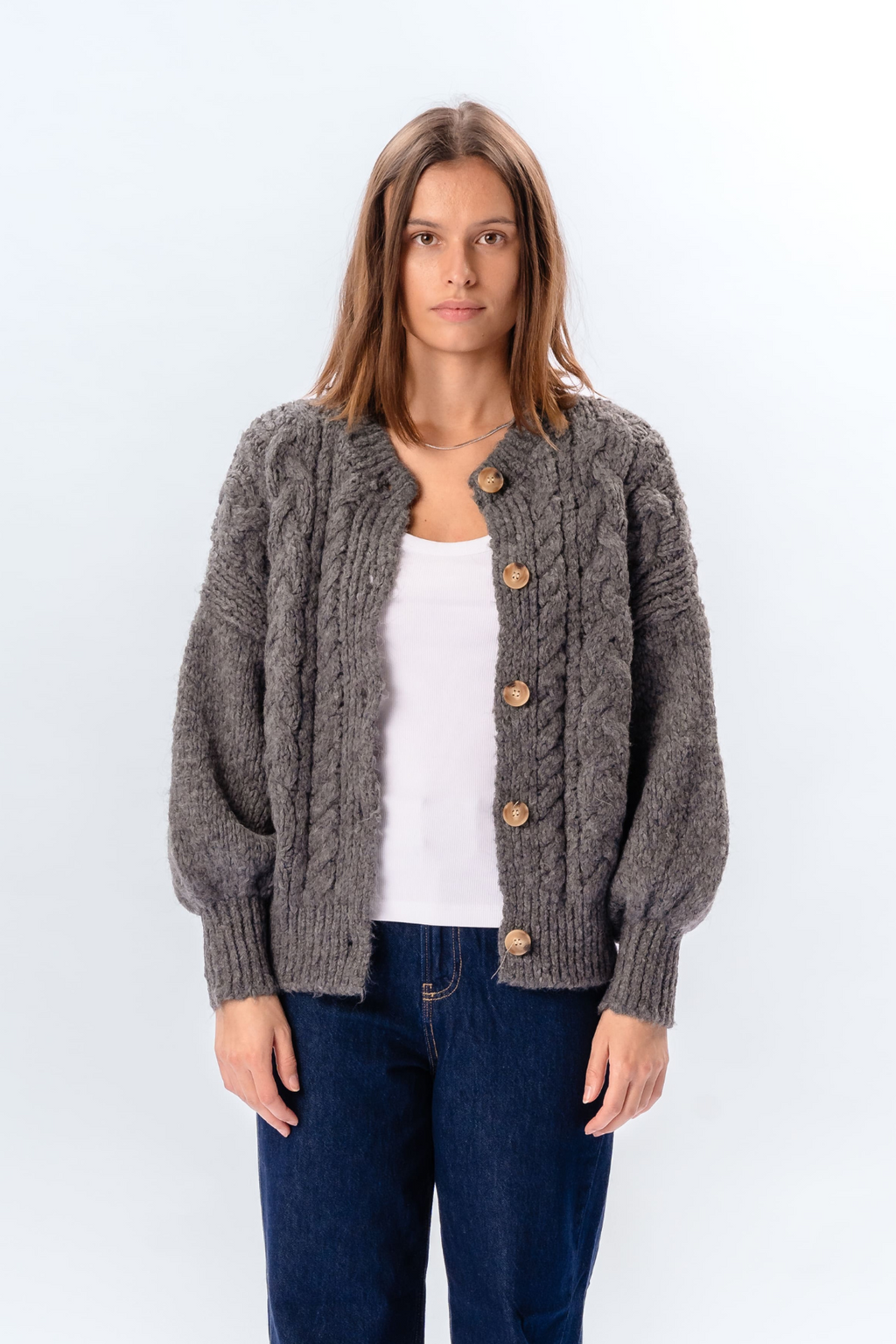 Botton Knit - Mellemgrå