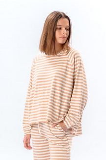Strippet Langærmet Regular Fit - Beige