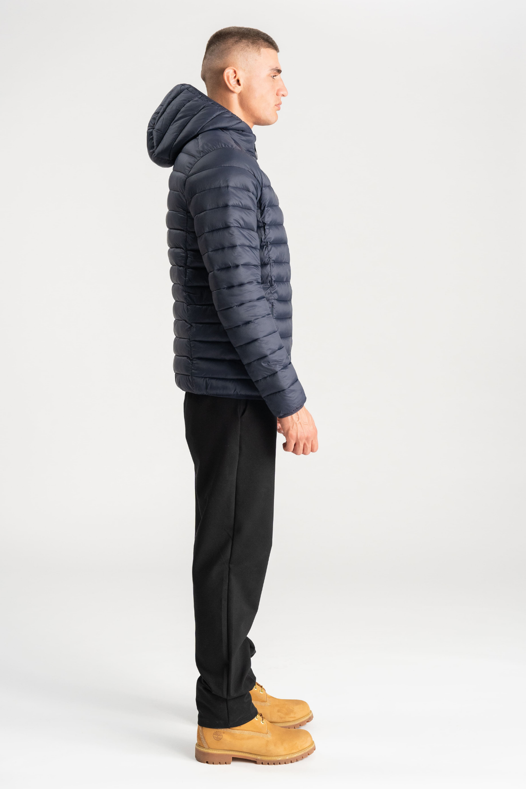 Hooded Light Puffer Jakke - Marineblå