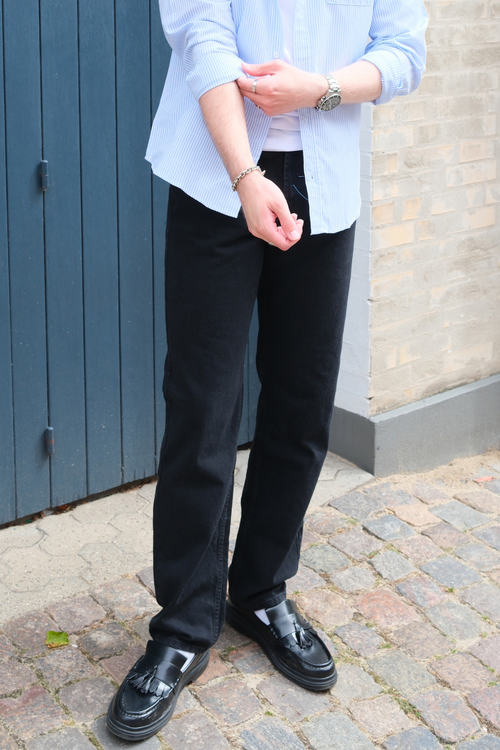Relaxed Fit Jeans - Ensfarvet Sort