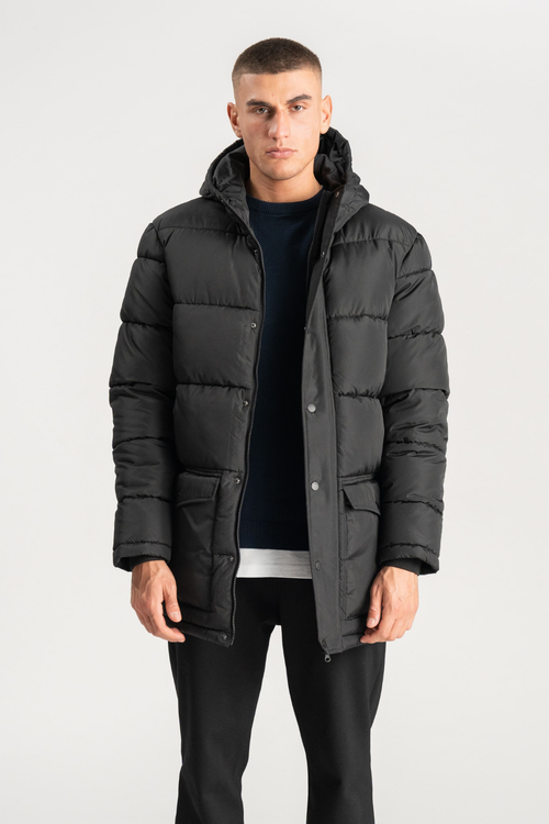 Long Puffer Jacket - Sort