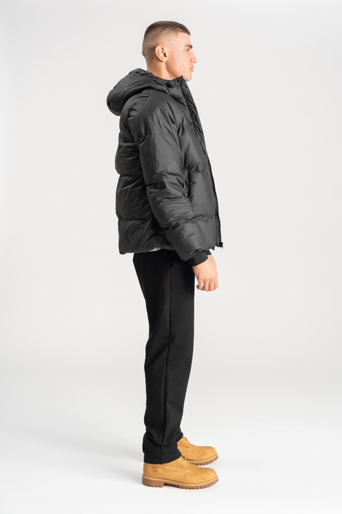 Coated Hooded Jacket - Sort