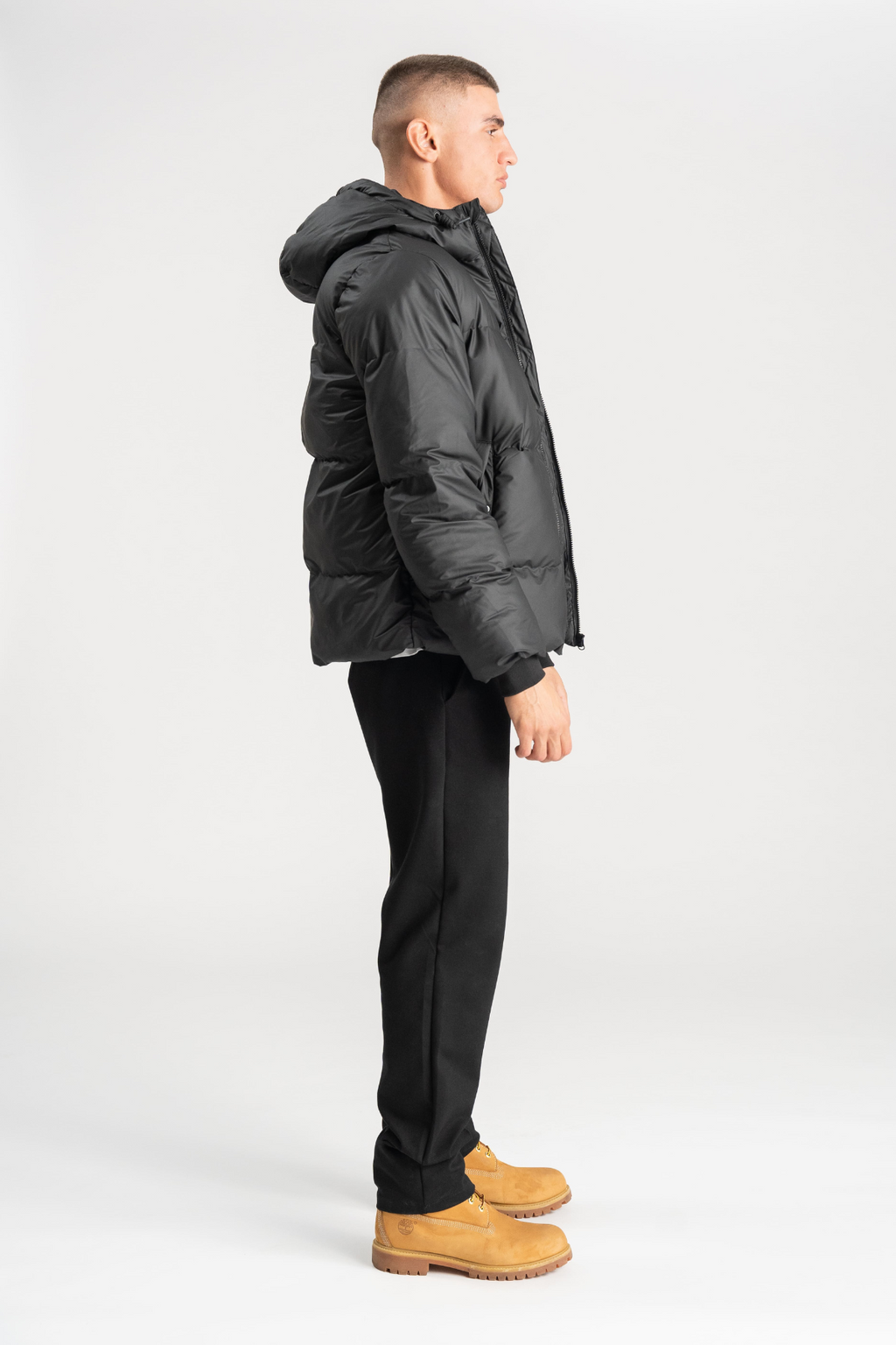 Coated Hooded Jacket - Sort