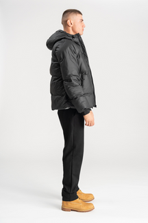 Coated Hooded Jacket - Sort