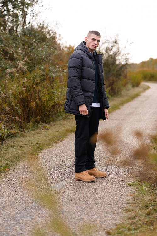 Long Puffer Jacket - Sort