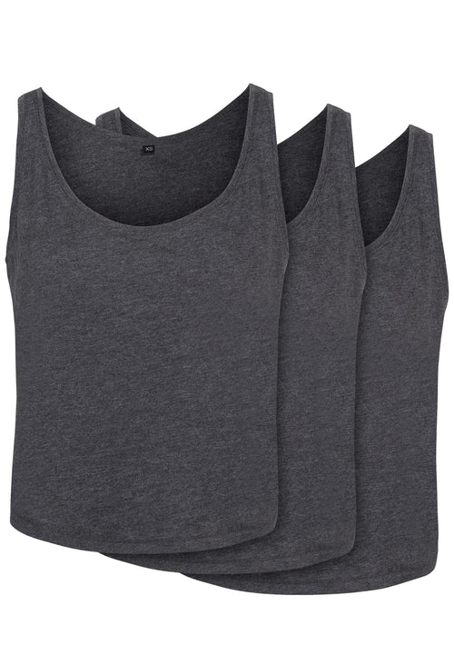 Ladies Oversized Tanktop 3-Pack - Charcoal