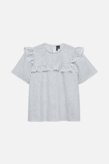 Bell Flæse Stribet Top - Snehvid / Sort