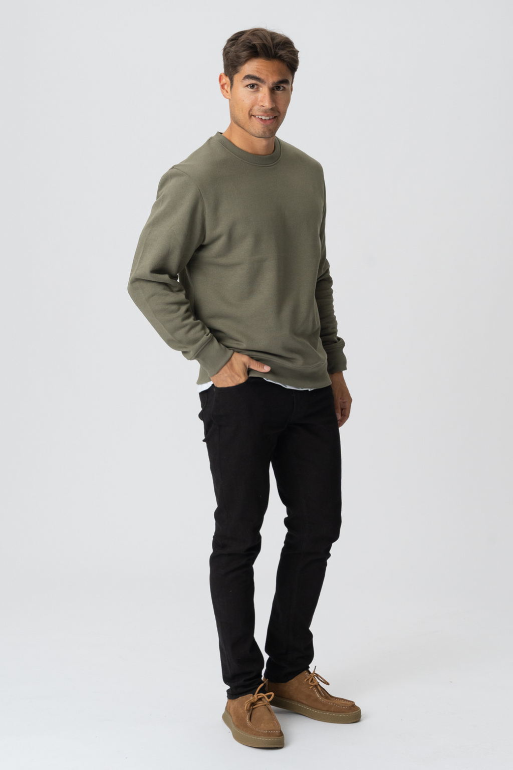 Sweatshirt Crewneck - Army Grøn