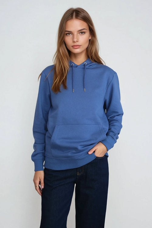 Sweatshirt Hoodie - Støvet Blå