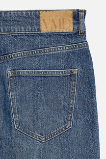 Tessa Kort Nederdel med Lommer - Mellemblå Denim