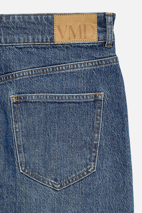 Tessa Kort Nederdel med Lommer - Mellemblå Denim