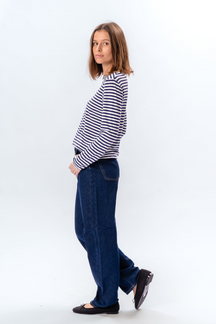 Striped Langærmet Slim Fit - Blå
