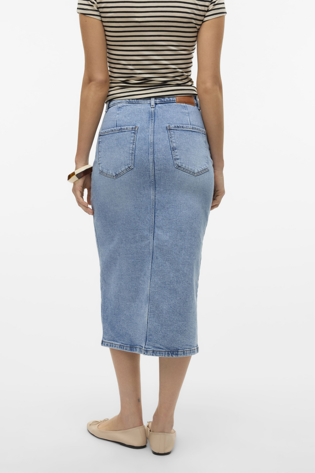 Natalie Midi Nederdel - Lys Blå Denim