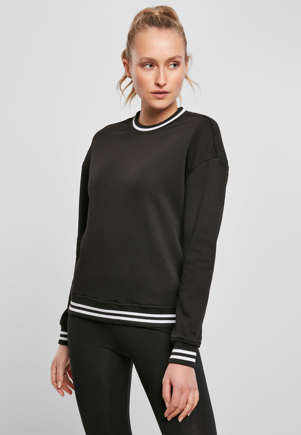 Ladies College Sweat Crew - Sort/Hvid